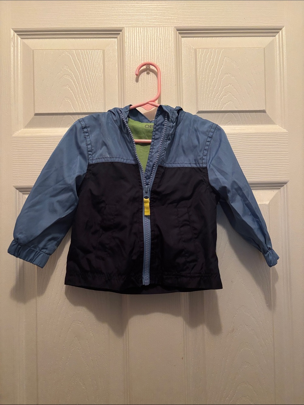 Cherokee Two-Tone Hooded Rain Jacket - Light Blue & Navy